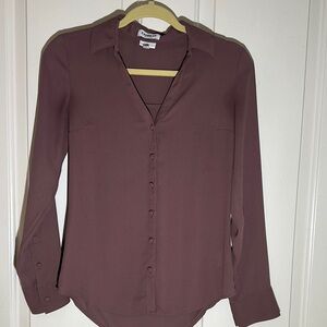 Women's Button-Up Blouse - Burgundy